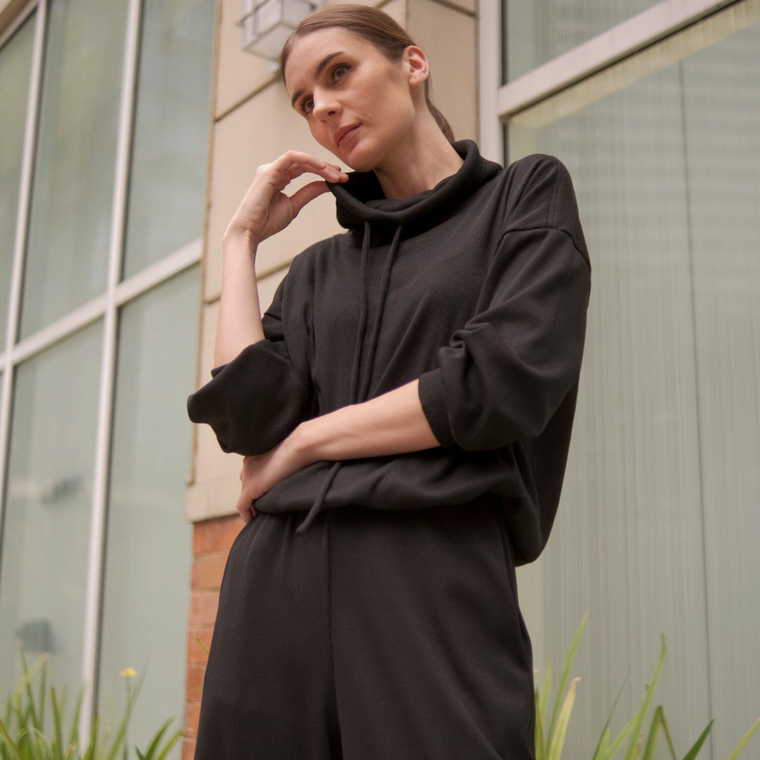 loungewear coordinates coords set, sweater in black