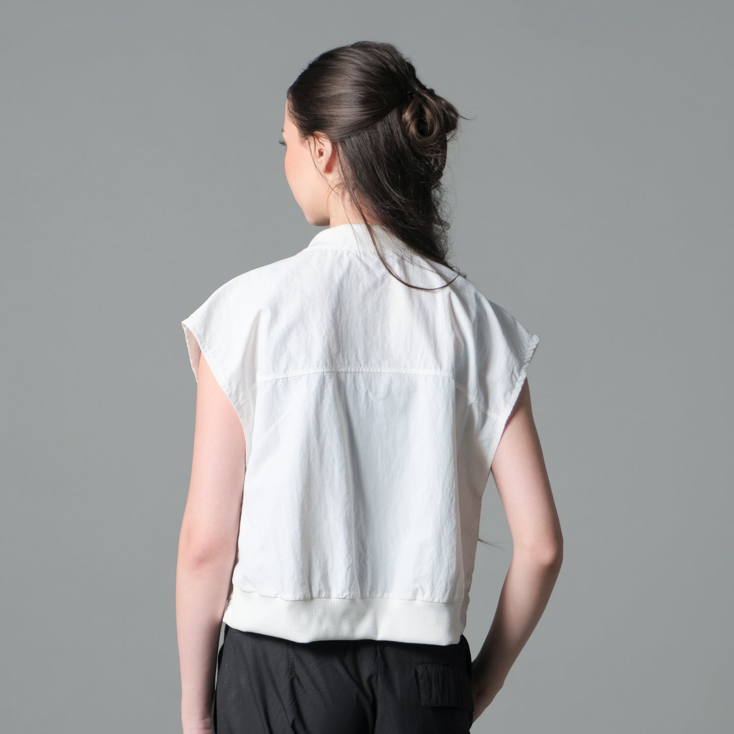 white nylon vest back detail