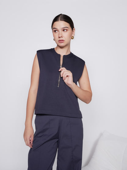 Comet Sleeveless Zip Top