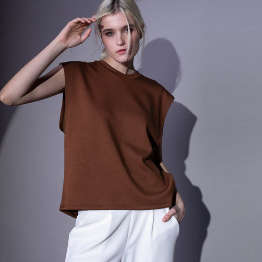 brown loose sleeveless top