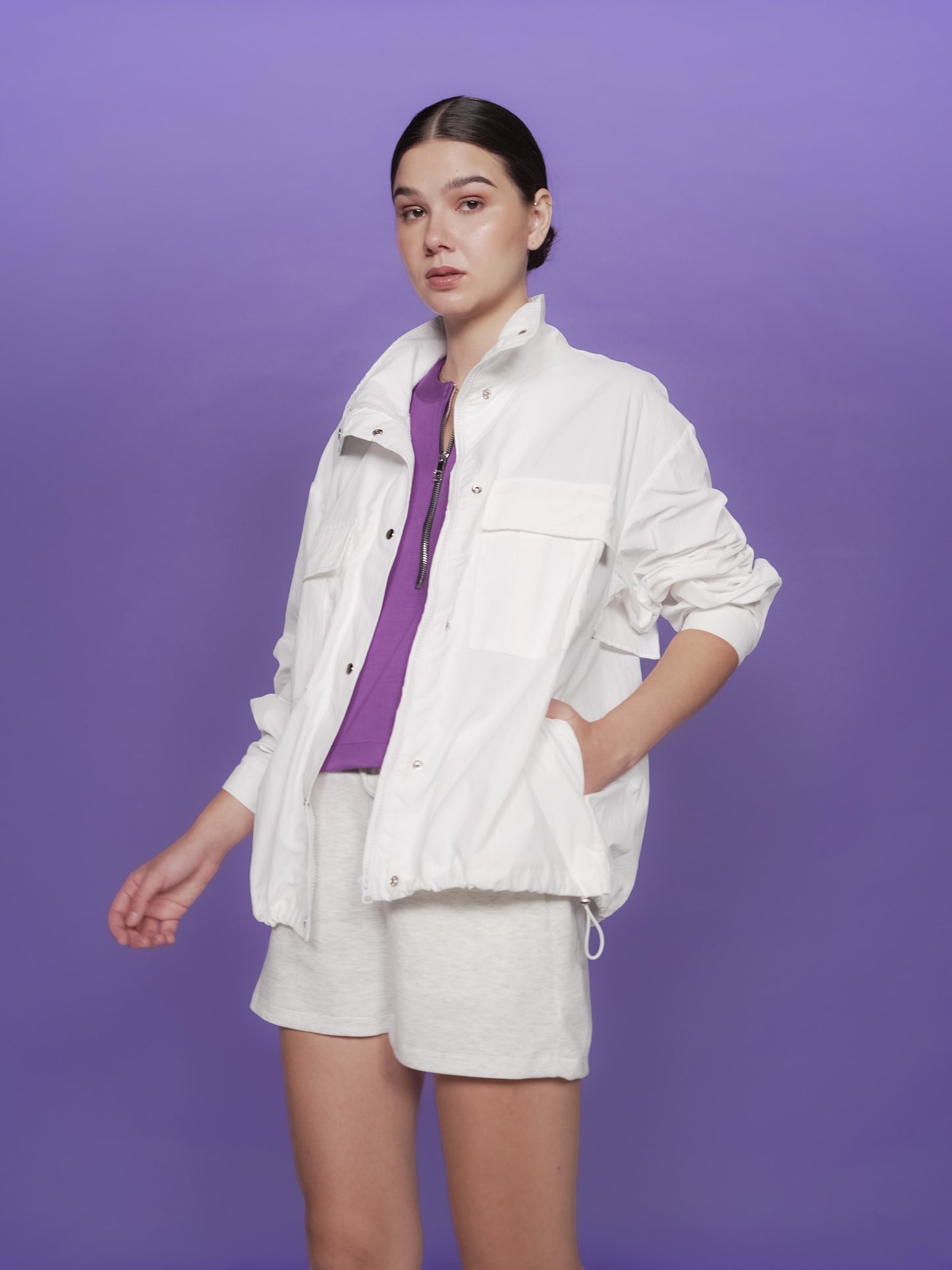 Bergamot High-neck Snap Jacket